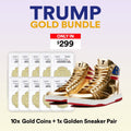Trump High Top Sneakers +  10 x 2025 Gold Trump Coins  - Golden 47 President Bundle